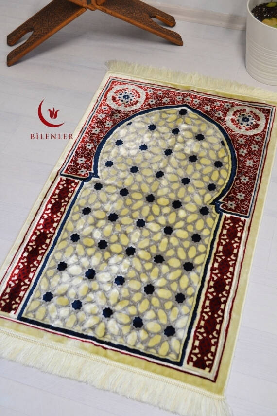Lüks Kadife Seccade - 70x110 cm - Kalın Yumuşak Doku- Kırmızı - 4