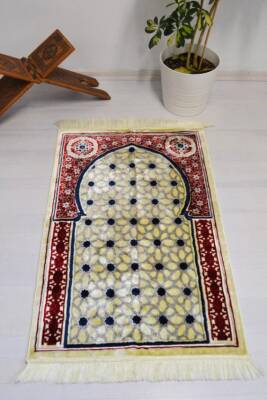 Lüks Kadife Seccade - 70x110 cm - Kalın Yumuşak Doku- Kırmızı - 1