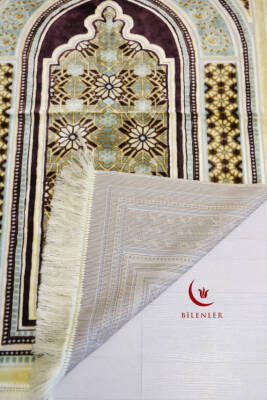 Lüks Kadife Seccade - 70x110 cm - Kalın Yumuşak Doku-Mihrap Desen Mor - 3