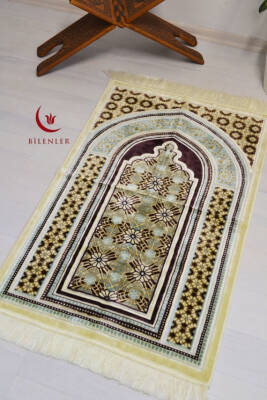 Lüks Kadife Seccade - 70x110 cm - Kalın Yumuşak Doku-Mihrap Desen Mor - 4