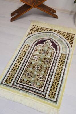 Lüks Kadife Seccade - 70x110 cm - Kalın Yumuşak Doku-Mihrap Desen Mor - 4