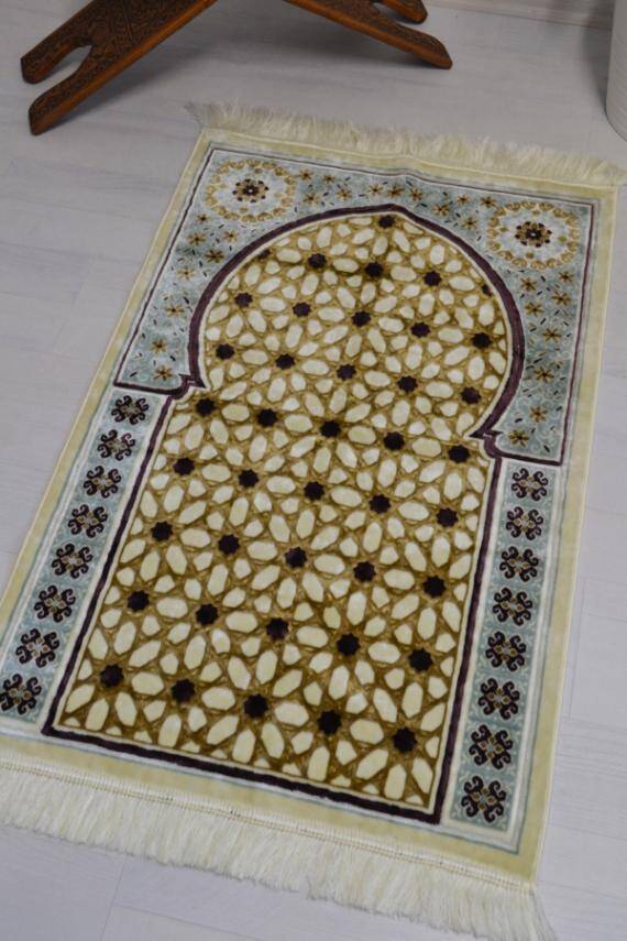 Lüks Kadife Seccade - 70x110 cm - Kalın Yumuşak Doku- Su Yeşili - 4