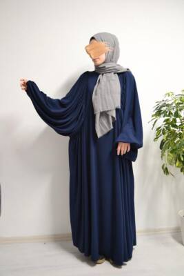 Medine İpeği Elbise Lacivert - 3
