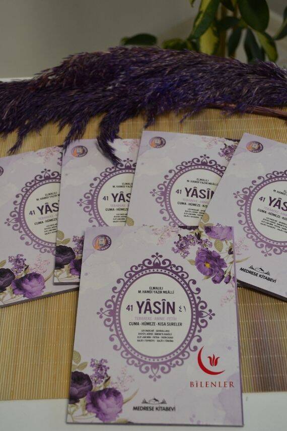 Mevlit Hediyeliği 41 Yasin Bilgisayar Hatlı Türkçe Okunuş Mealli ve Sesli 5 Adet Mor - 1
