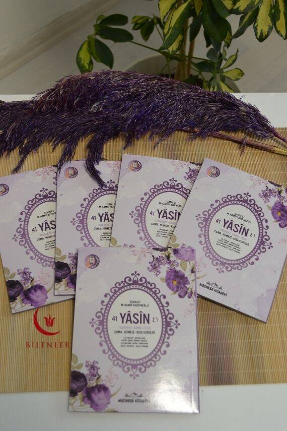 Mevlit Hediyeliği 41 Yasin Bilgisayar Hatlı Türkçe Okunuş Mealli ve Sesli 5 Adet Mor - 5