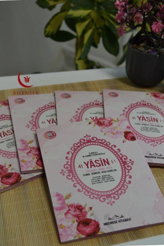 Mevlit Hediyeliği 41 Yasin Bilgisayar Hatlı Türkçe Okunuş Mealli ve Sesli 5 Adet Pembe - 5