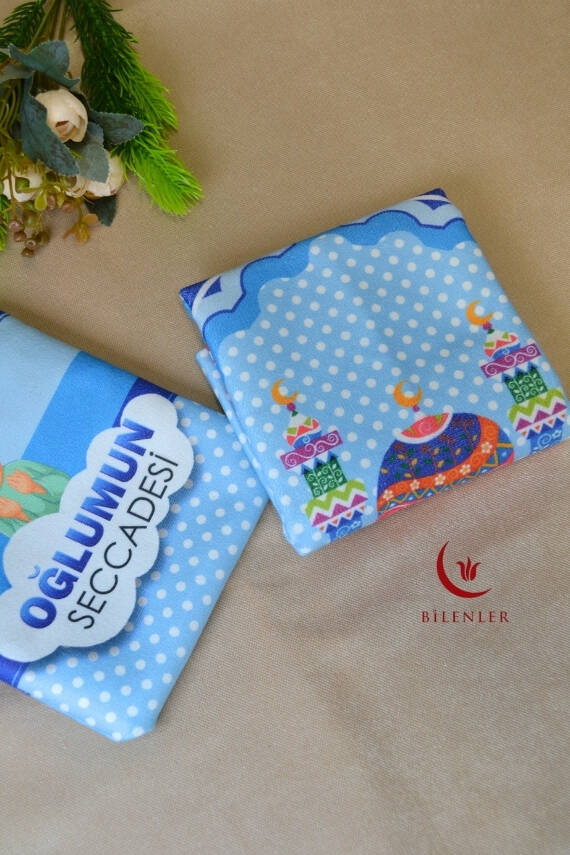 Oğlumun Seccadesi – Çantalı Erkek Çocuk Seccadesi (Mavi) - 3