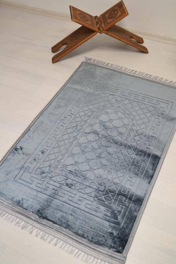 Peluş Seccade Gri - 80x120 cm - Ekstra Konforlu - Yumuşak ve Geniş Ölçülü - 4