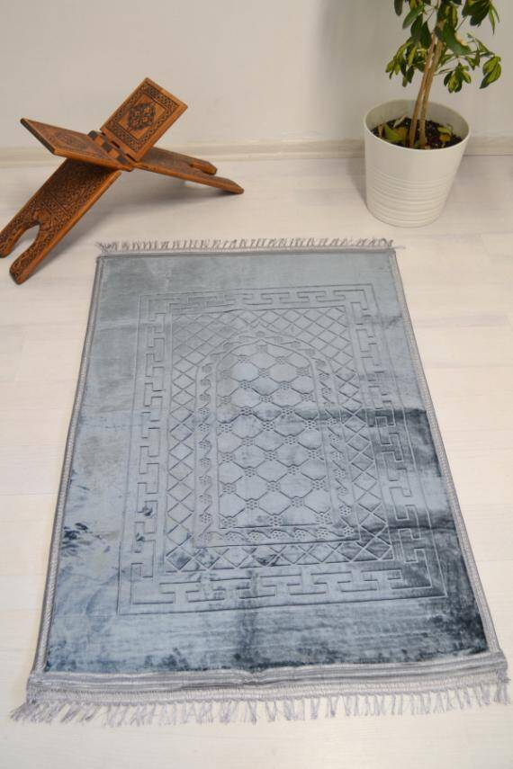 Peluş Seccade Gri - 80x120 cm - Ekstra Konforlu - Yumuşak ve Geniş Ölçülü - 1