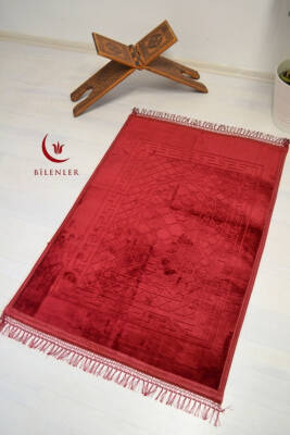 Peluş Seccade Kırmızı - 80x120 cm - Ekstra Konforlu - Yumuşak ve Geniş Ölçülü - 4