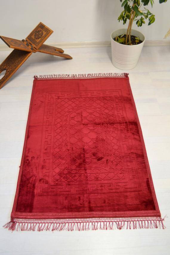 Peluş Seccade Kırmızı - 80x120 cm - Ekstra Konforlu - Yumuşak ve Geniş Ölçülü - 1