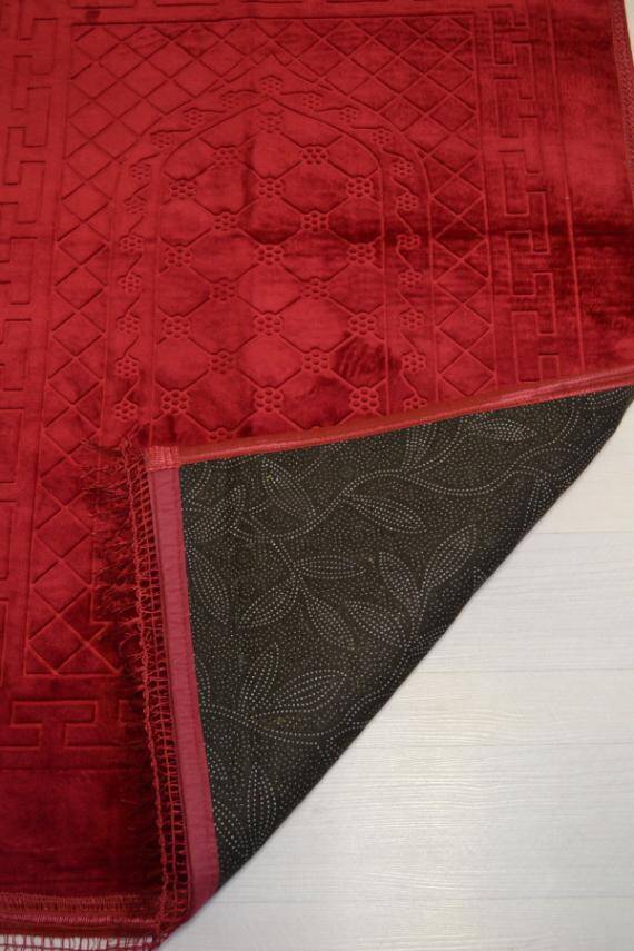 Peluş Seccade Kırmızı - 80x120 cm - Ekstra Konforlu - Yumuşak ve Geniş Ölçülü - 3