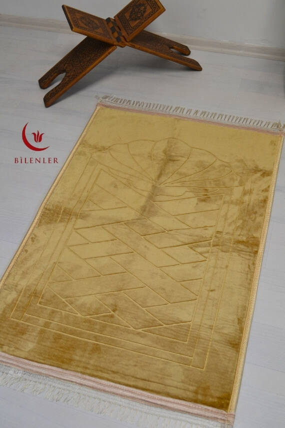 Peluş Seccade Sarı - 80x120 cm - Ekstra Konforlu - Yumuşak ve Geniş Ölçülü - 4