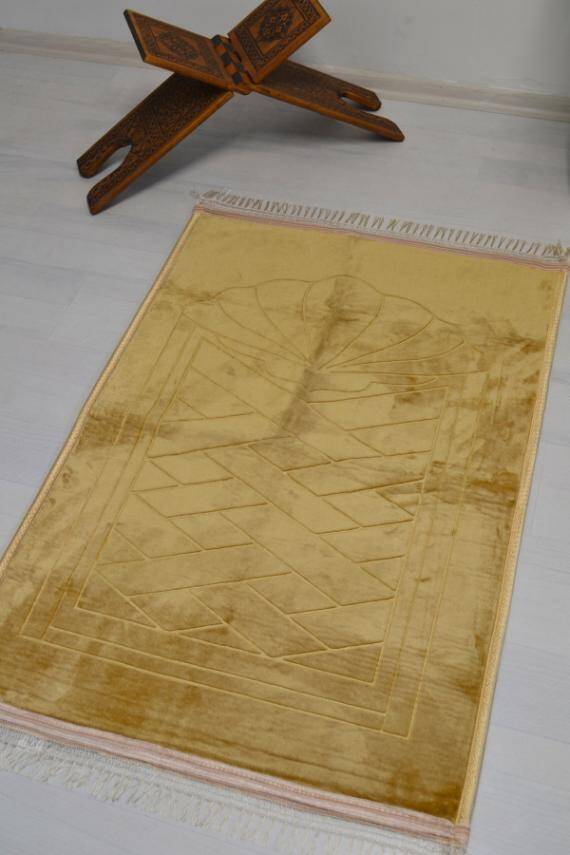 Peluş Seccade Sarı - 80x120 cm - Ekstra Konforlu - Yumuşak ve Geniş Ölçülü - 4