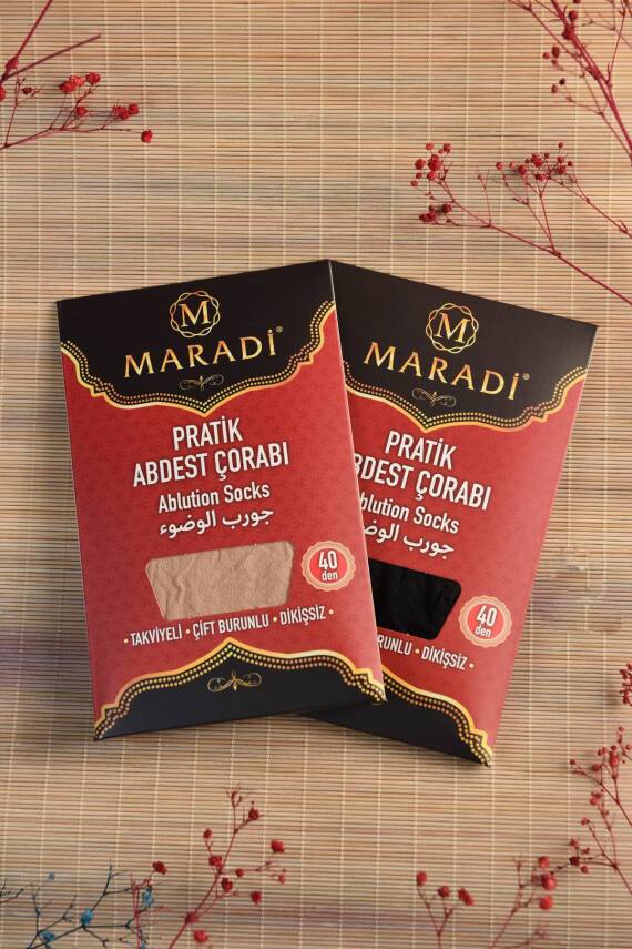 Pratik Abdest Çorabı İkili Takım Siyah ve Ten Renk - 1