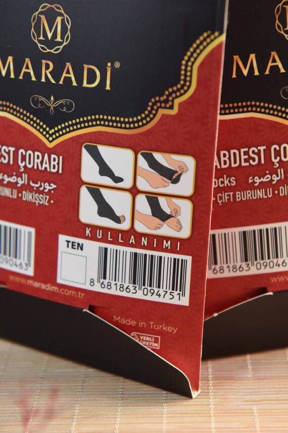 Pratik Abdest Çorabı İkili Takım Siyah ve Ten Renk - 2