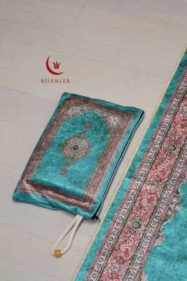 Pratik ve Taşınabilir İpek Dokulu Çantalı Seccade-M011 - 6