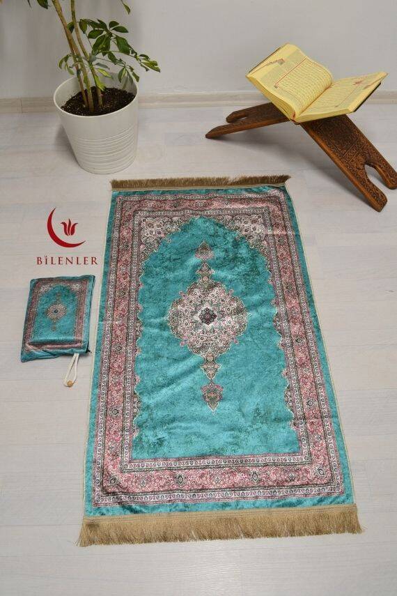 Pratik ve Taşınabilir İpek Dokulu Çantalı Seccade-M011 - 1