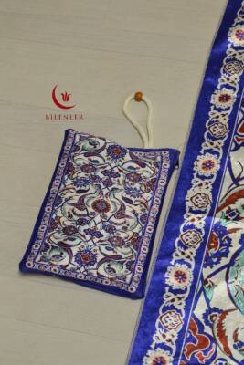 Pratik ve Taşınabilir İpek Dokulu Çantalı Seccade- ML0012 - 5
