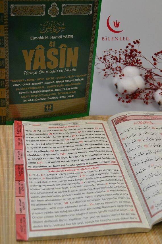 Türkçe Okunuşlu ve Mealli Fihristli 41 Yasin Dua Kitabı Orta Boy Yeşil - 3