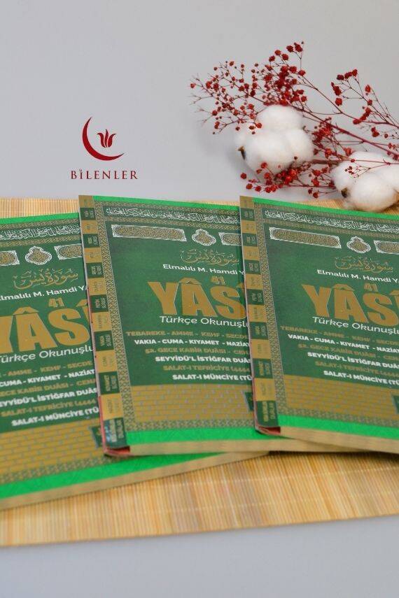 Türkçe Okunuşlu ve Mealli Fihristli 41 Yasin Dua Kitabı Orta Boy Yeşil - 5