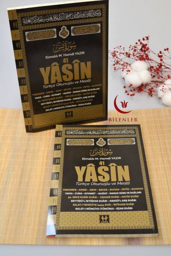 Türkçe Okunuşlu ve Mealli Fihristli 41 Yasin Dua Kitabı Orta Boy Siyah - 1