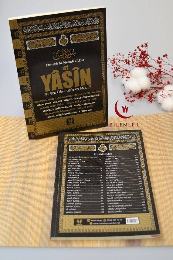 Türkçe Okunuşlu ve Mealli Fihristli 41 Yasin Dua Kitabı Orta Boy Siyah - 2