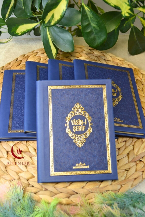 Yasin Kitabı Çanta Boy Termo Deri Kaplı Lacivert 5 Adet– Arapça, Türkçe Okunuşlu ve Mealli – 128 Sayfa | Hac Umre ve Mevlit Hediyeliği - 1